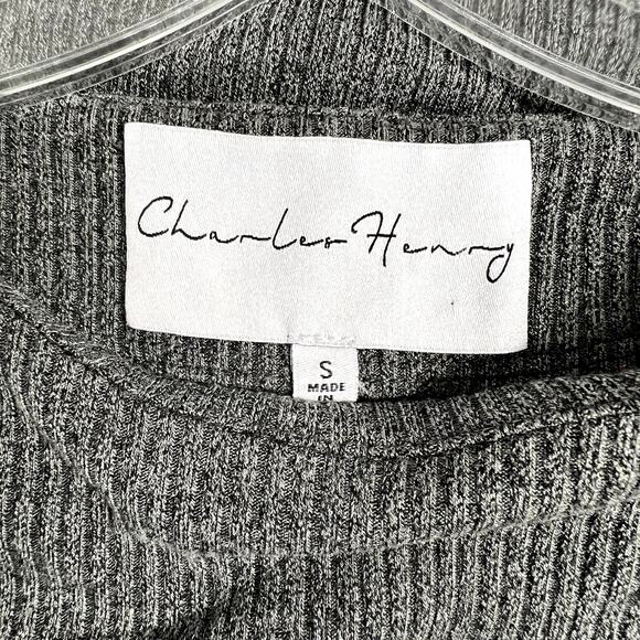 Charles Henry Long Sleeve Cinch Waist Ribbed Knit Dress Gray Womens Small - Picture 7 of 9